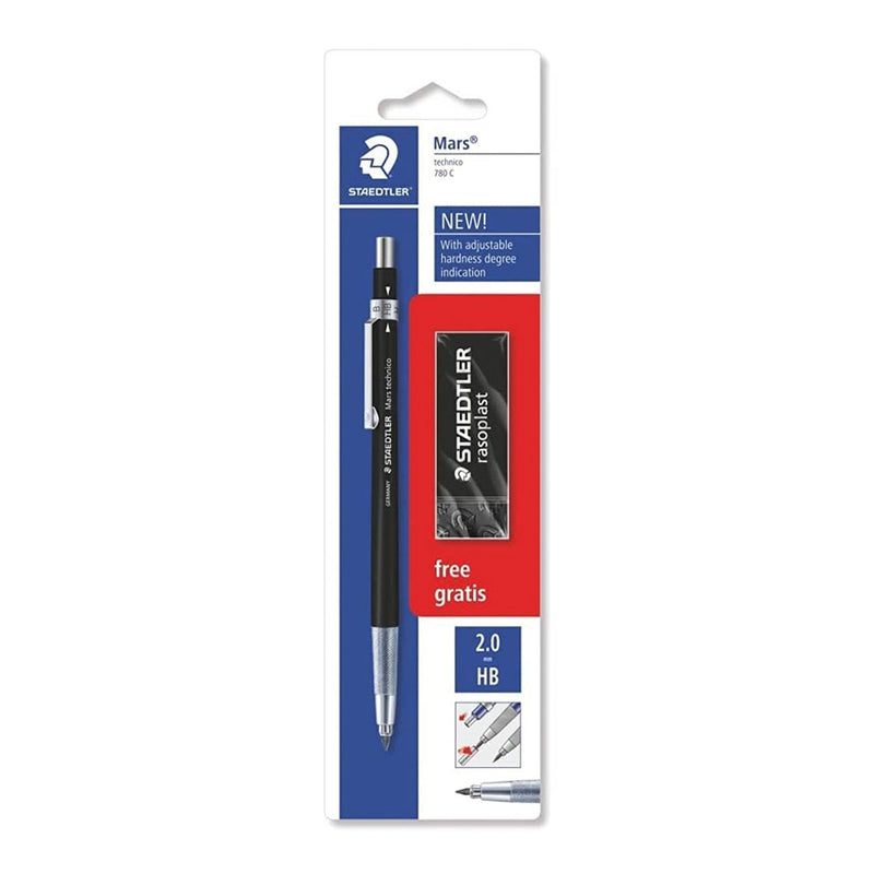 Staedtler Mars Technico 780 C Pack de 1 Portaminas Tecnico de 2mm + 1 Goma de Borrar Rasoplast