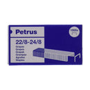 Petrus Caja de 1000 Grapas 22/8-24/8 Cobreadas - Hasta 40 Hojas - Patilla de 8mm