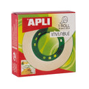 Apli Cinta Adhesiva Invisible 19mm x 33m - Facil de Cortar - Resistente - Ideal para Uso en Oficina - Transparente