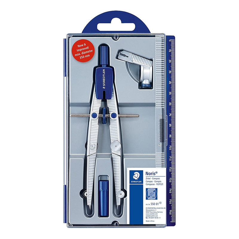 Staedtler Noris 550 01 Compas de Precision - Aguja y Mina Intercambiables - Mecanismo de Ajuste Rapido