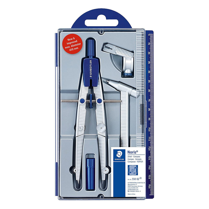 Staedtler Noris 550 02 Compas de Precision - Aguja y Mina Intercambiables - Mecanismo de Ajuste Rapido