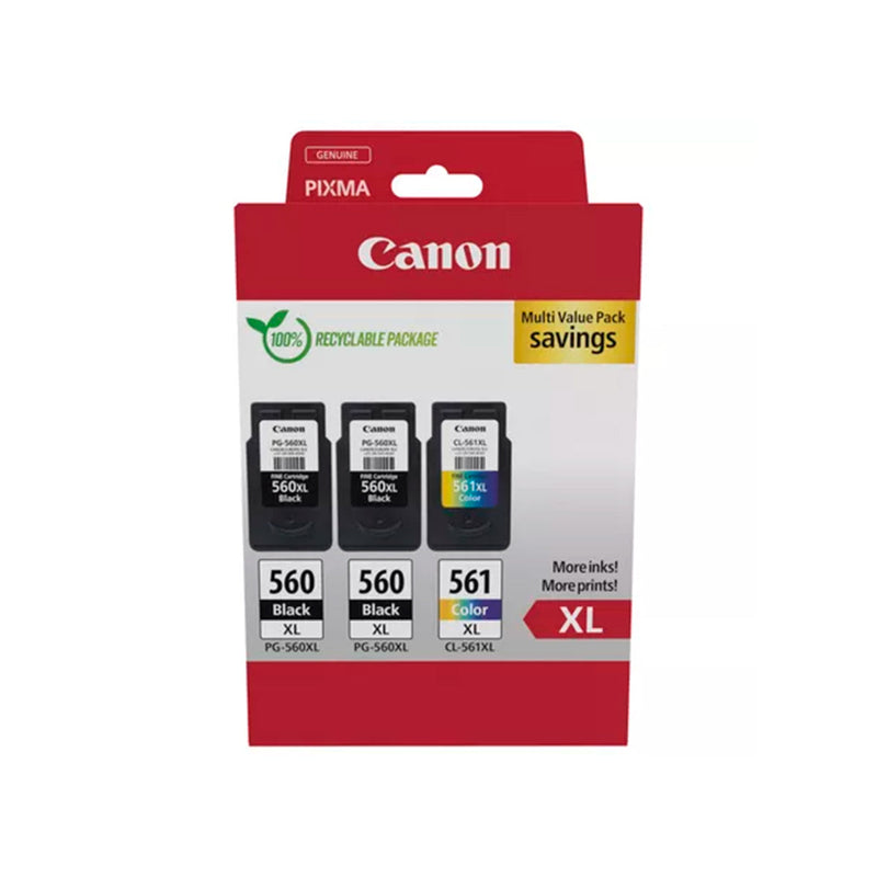 Canon PG-560XL + CL-561XL Pack de 3 Cartuchos de Tinta Originales - 3712C009