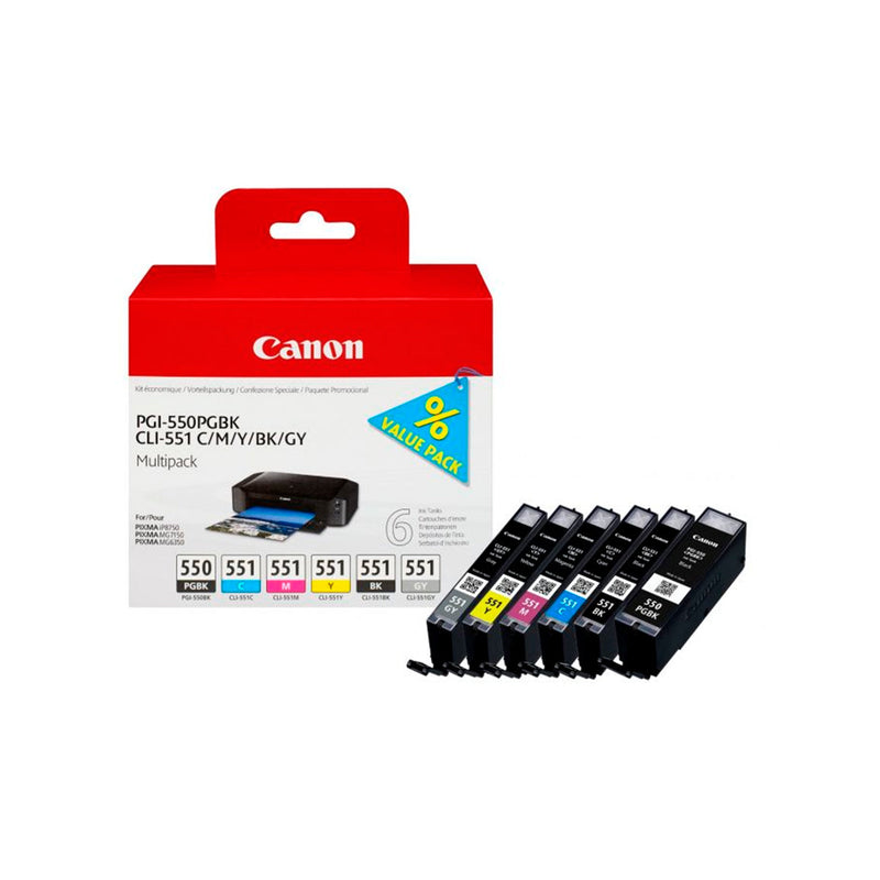 Canon PGI550/CLI551 Pack de 6 Cartuchos de Tinta Originales - 6496B005